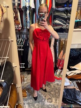 Target Red Bow-Front Midi Dress